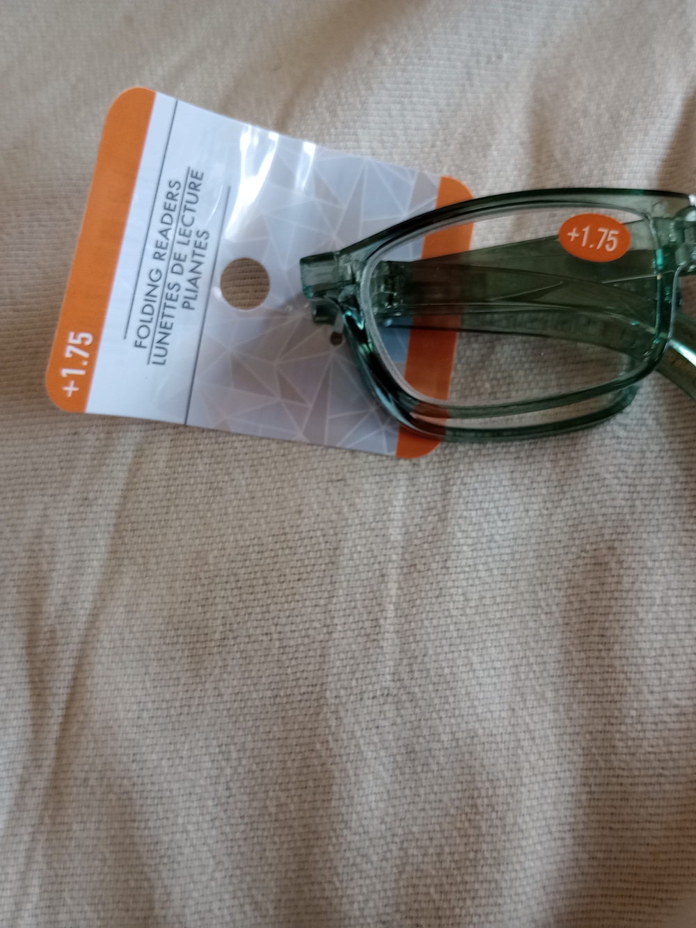 Folding Readers +1.75 Green Transparent Reading Glasses